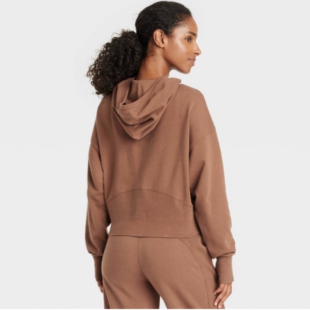 NWT JOYLAB women’s French Terry 1/2 Zip Hooded Pullover Sweatshirt M & XL ✨ - Picture 3 of 8